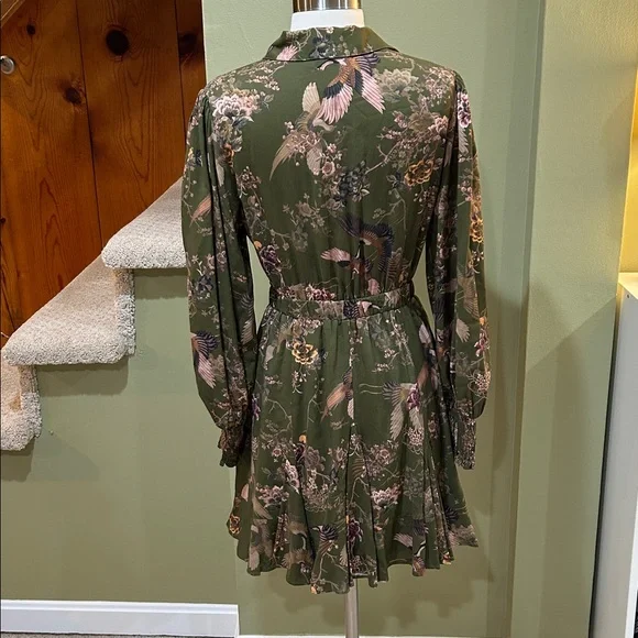 All Saints Keeley Peggy Dress 6 Mini Fit and Flare Crane Print - Picture 8 of 16